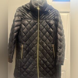 Michael Kors Black Quilted Puffer with Gold Zippers